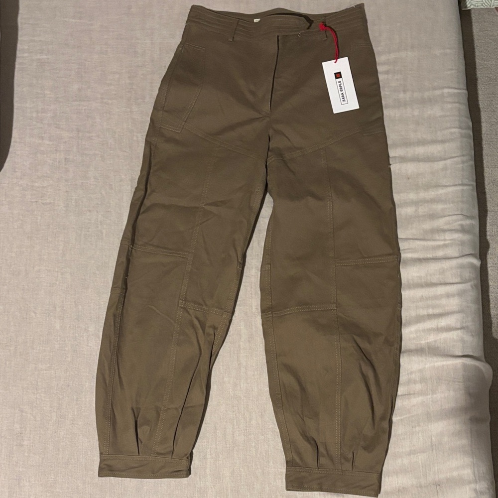 Zara Srpls Women's Cargo Pants in military green sz S new